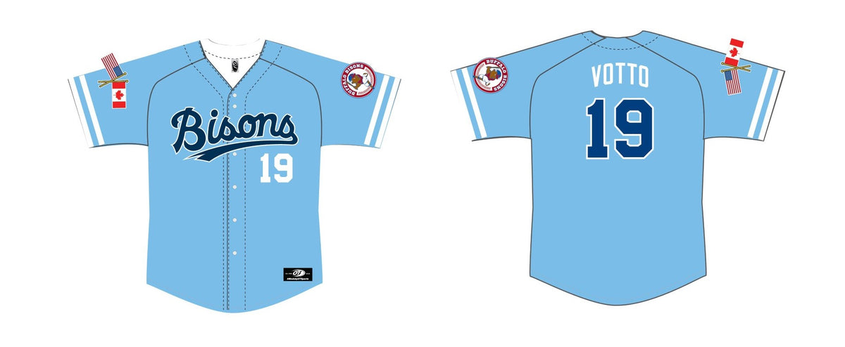 Buffalo Bisons Alt Lt Blue Joey Votto Sublimated Replica