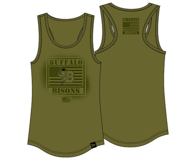 Buffalo Bisons Ladies NE Green Armed Forces Tank
