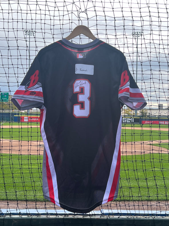 Buffalo Bisons Autographed & Game Worn Sublimated Hockey Black Jersey - Josh Kasevich #3 Size 46