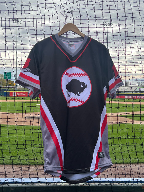 Buffalo Bisons Autographed & Game Worn Sublimated Hockey Black Jersey - Joe Mantiply #55 Size 46