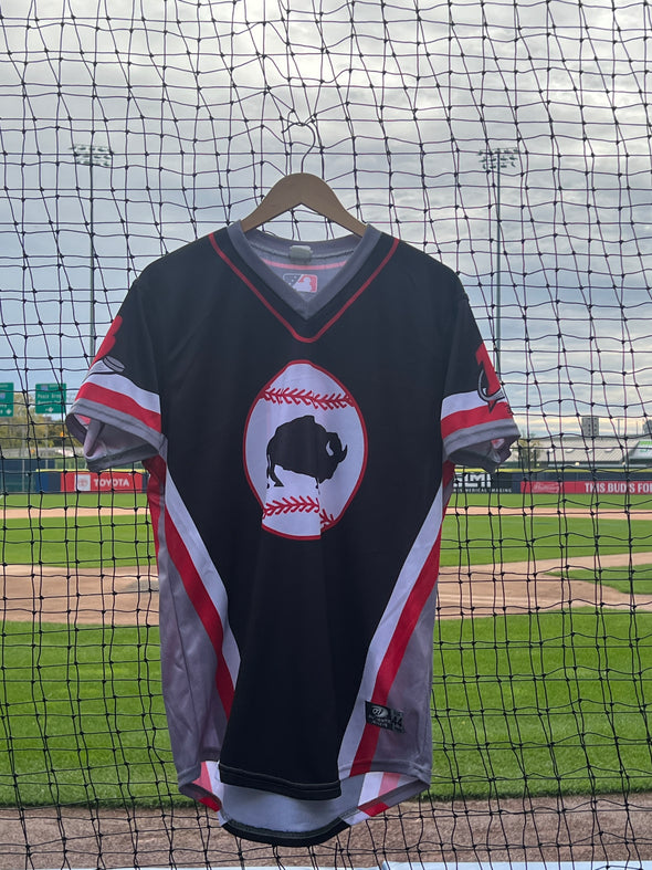 Buffalo Bisons Autographed & Game Worn Sublimated Hockey Black Jersey - RJ Schreck #0 Size 44