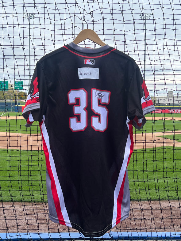 Buffalo Bisons Autographed & Game Worn Sublimated Hockey Black Jersey - Lazaro Estrada #35 Size 46