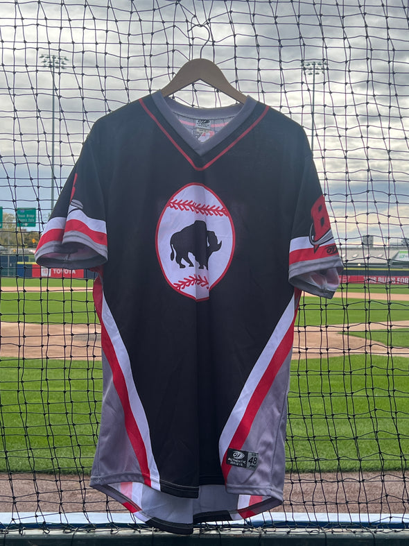Buffalo Bisons Autographed & Game Worn Sublimated Hockey Black Jersey - Elieser Hernandez #45 Size 48