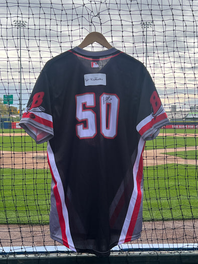 Buffalo Bisons Autographed & Game Worn Sublimated Hockey Black Jersey - Adam Kloffenstein #50 Size 48