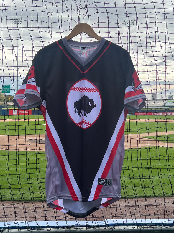 Buffalo Bisons Autographed & Game Worn Sublimated Hockey Black Jersey - Easton Lucas #51 Size 44