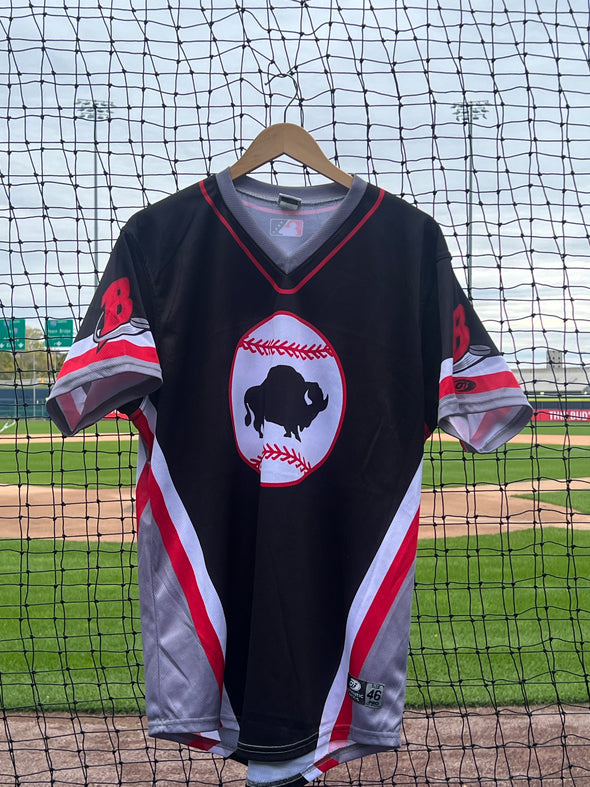 Buffalo Bisons Autographed & Game Worn Sublimated Hockey Black Jersey - Joey Loperfido #36 Size 46