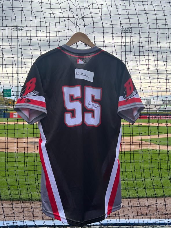 Buffalo Bisons Autographed & Game Worn Sublimated Hockey Black Jersey - Joe Mantiply #55 Size 46
