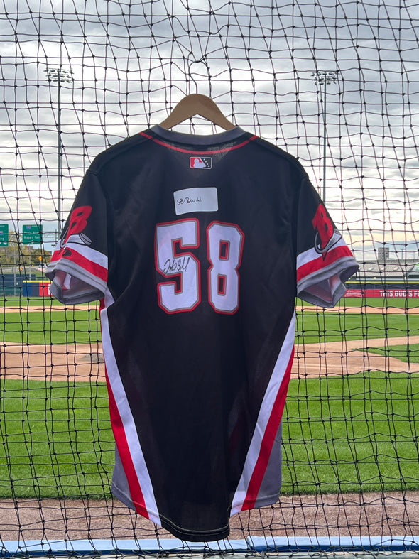 Buffalo Bisons Autographed & Game Worn Sublimated Hockey Black Jersey - Justin Bruihl #58 Size 46