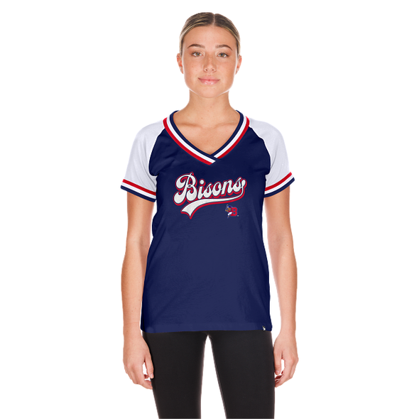 Buffalo Bisons Ladies New Era OTC Glitter Script Vneck Tee