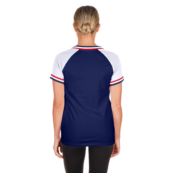 Buffalo Bisons Ladies New Era OTC Glitter Script Vneck Tee