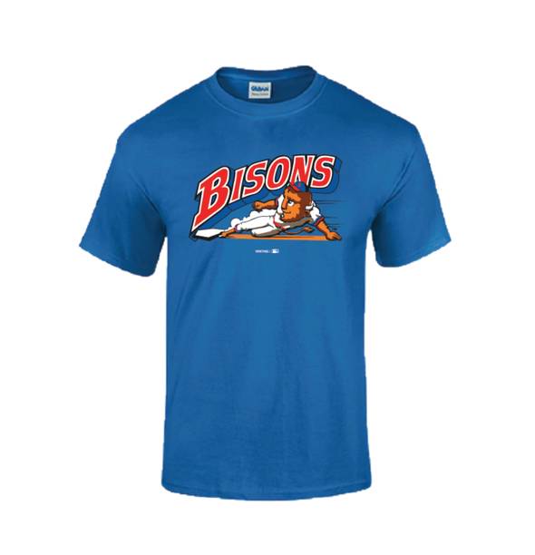 PRE-ORDER Buffalo Bisons Royal Retro Slide Logo Tee