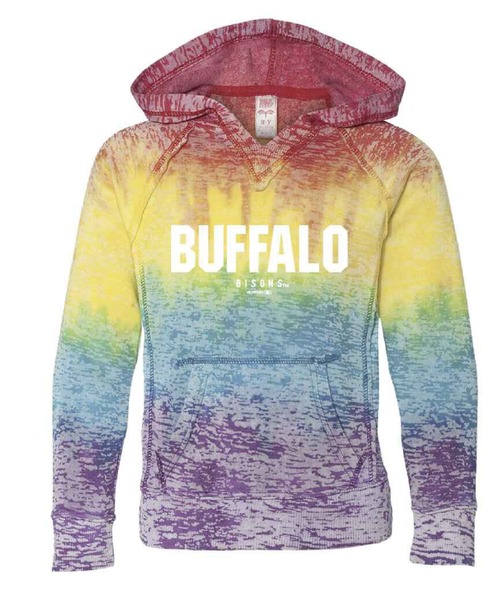 Buffalo Bisons Youth Rainbow Burnout Hoodie – Buffalo Bisons