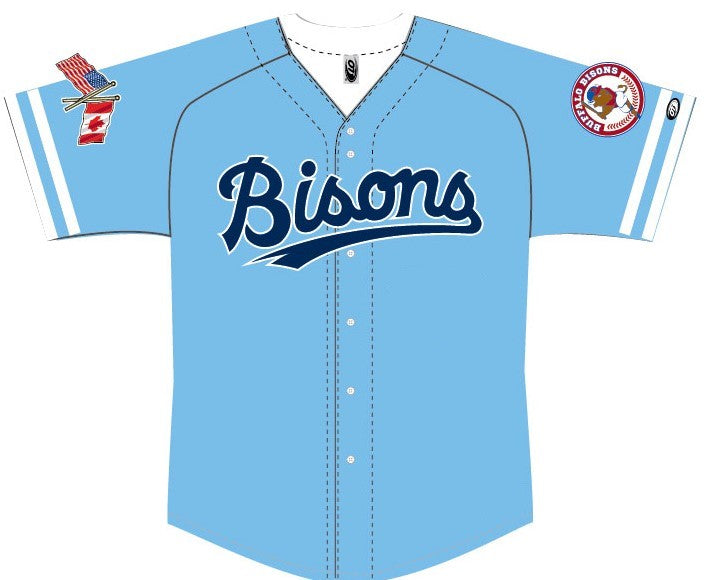 OT Sports Buffalo Bisons Youth Sublimated Alt LT Blue Replica Jersey Youth X-Large / Yes (+$40)