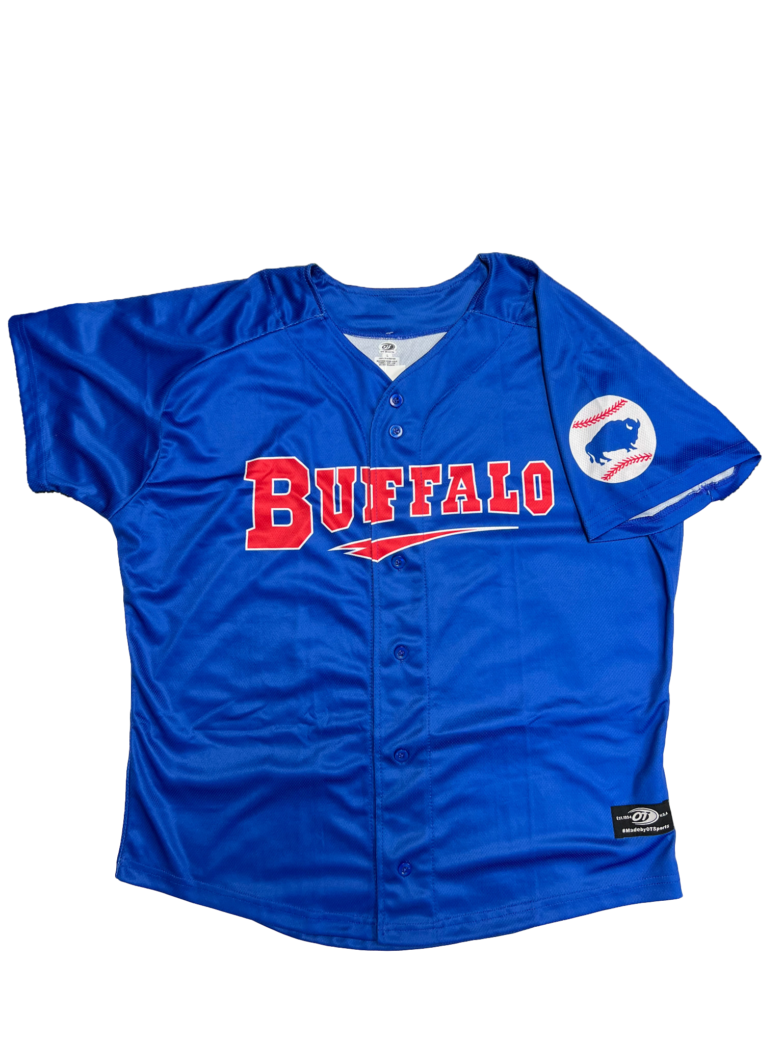Buffalo Bisons Sublimated Alt Royal Replica Jersey Large / Yes (+$40)