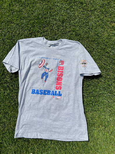 Buffalo Bisons Grey Marvel Captain A Tee