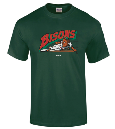Buffalo Bisons Green Retro Slide Logo Tee